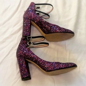 Kate Spade Baneera Glitter Ankle Strap Pumps